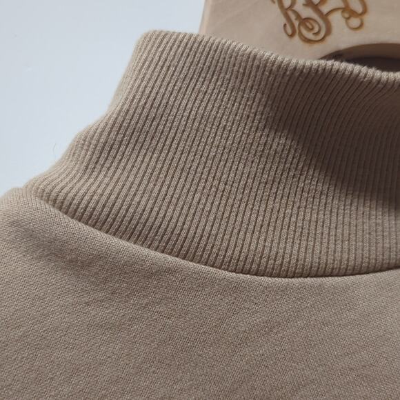 Champion Mock Neck Neutral Sweatshirt Long Sleeve Logo Beige Tan Size M - Picture 6 of 8